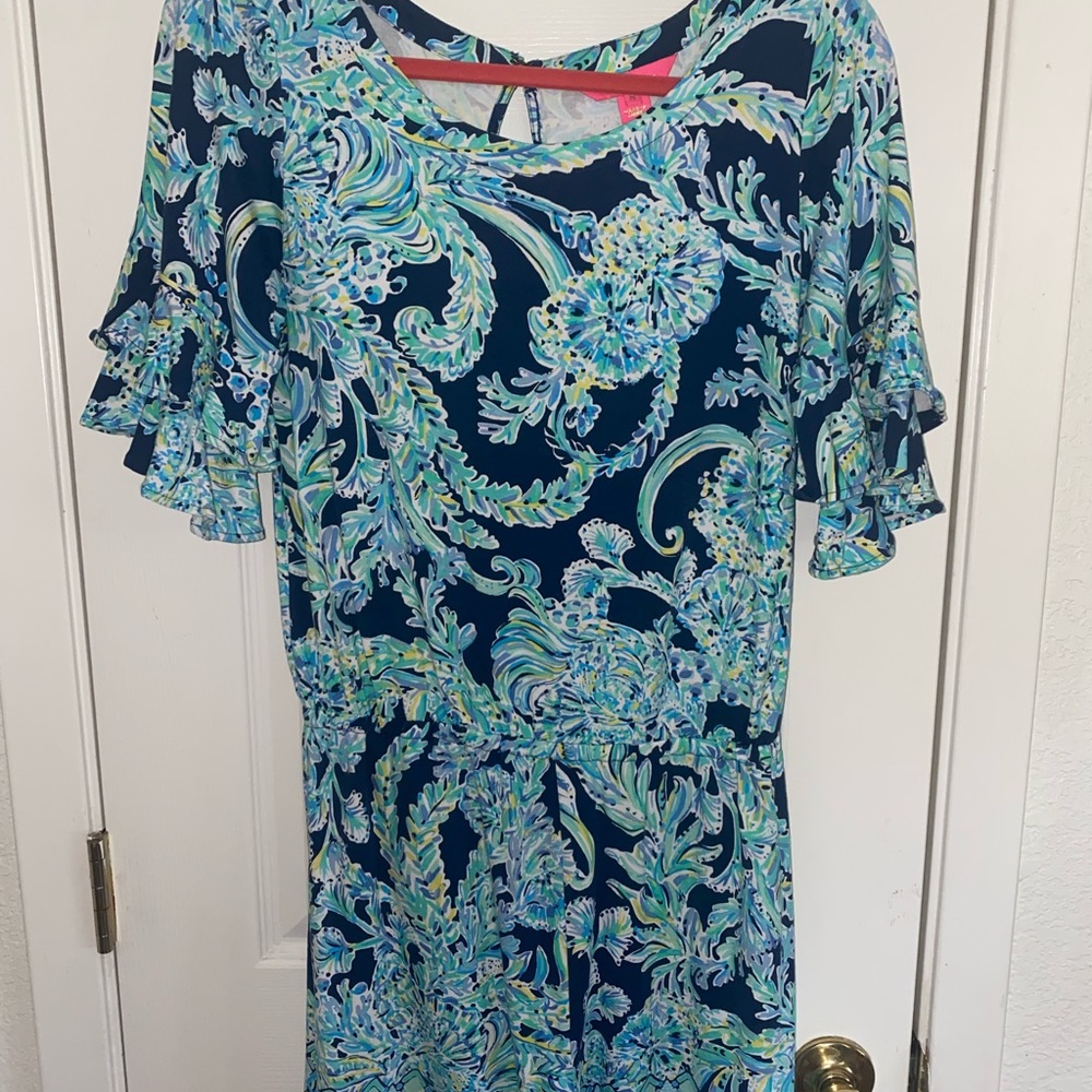 Lilly Pulitzer Blue and Green Floral Jumpsuit
